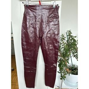Spanx Faux Leather Patent Leather Burgundy Leggings, Size S, Like New